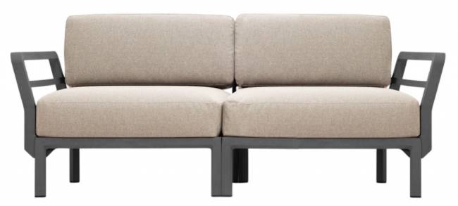 Диван пластиковый с подушками Maximo 2 базальт, жемчуг 1860х940х790 мм Диван пластиковый с подушками Maximo 2 базальт, жемчуг 1860х940х790 мм