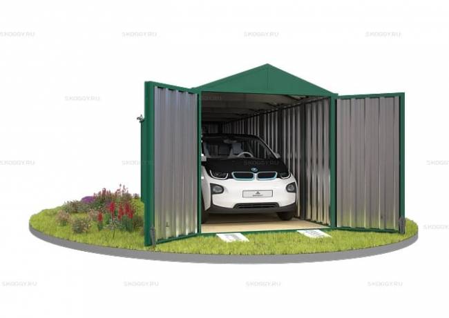 Хозблок SKOGGY секционный с двускатной крышей 6 х 2 м, зелёный мох