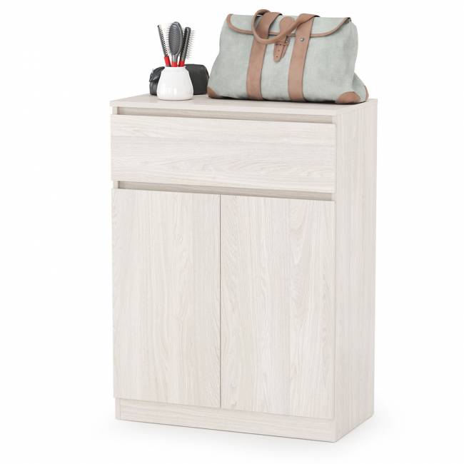 Шкаф комбинированный с зеркалом внутри и комод Ника цвет ясень анкор светлый