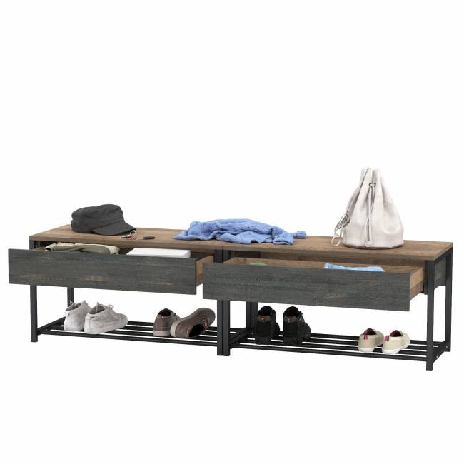 Две тумбы для обуви с сиденьем Трувор цвет дуб гранж песочный/интра