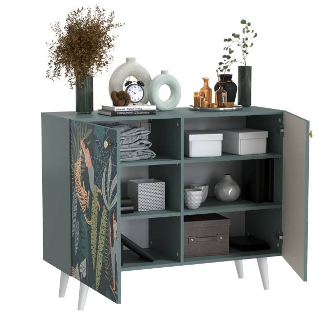 Комод-тумба Либера 16.230.01 цвет пасифай/белый, фасады с рисунком Тропический лес Комод-тумба Либера 16.230.01 цвет пасифай/белый, фасады с рисунком Тропический лес