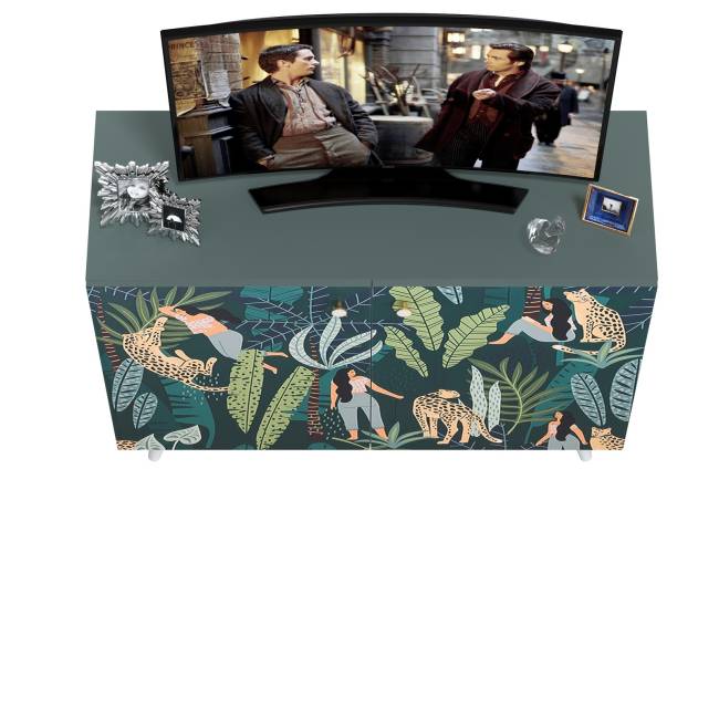 Комод-тумба Либера 16.230.01 цвет пасифай/белый, фасады с рисунком Тропический лес Комод-тумба Либера 16.230.01 цвет пасифай/белый, фасады с рисунком Тропический лес