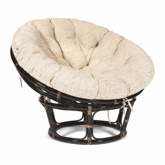 Кресло PAPASAN/ПАПАСАН 23/01 W  /с подушкой/ диаметр подушки 129 см, 115х101х104 см, Antique brown (античный черно-коричневый), ткань Старт