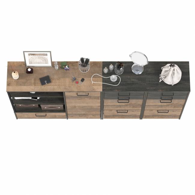 Две высоких тумбы для обуви и тумба-комод Трувор цвет дуб гранж песочный/интра Две высоких тумбы для обуви и тумба-комод Трувор цвет дуб гранж песочный/интра