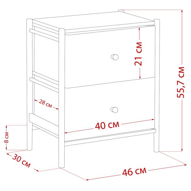 Комод Leset Хайди 2 ящика Чёрный Чёрный Комод Leset Хайди 2 ящика Чёрный Чёрный