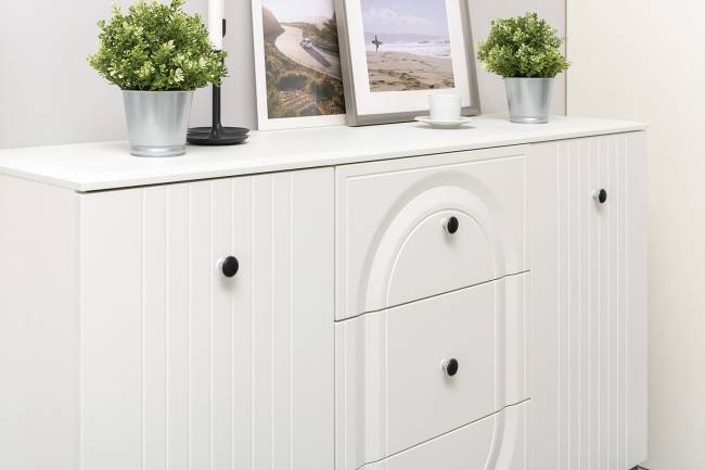 Большая стенка для гостиной Валенсия № 107 цвет белый шагрень