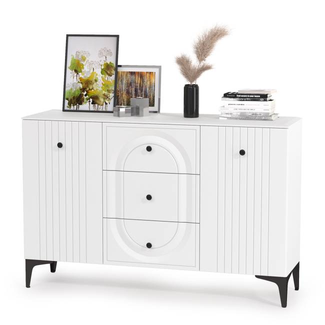 Большая стенка для гостиной Валенсия № 107 цвет белый шагрень