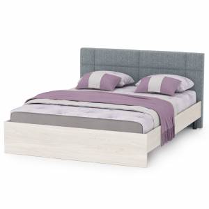 Двуспальная кровать с мягкой спинкой с ортопедическим основанием Ника цвет ясень анкор светлый