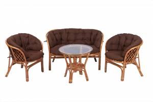 Комплект кофейный из нат. ротанга "Багама" S, коньяк Комплект кофейный из нат. ротанга "Багама" S, коньяк