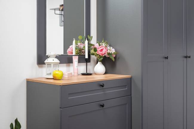 Тумба для обуви Остин 16.121 цвет серый графит/дуб крафт золотой