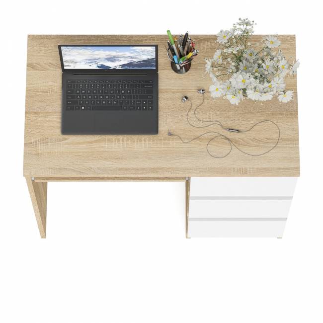 Стол компьютерный три ящика Мори МС-6 правый цвет дуб сонома/белый Стол компьютерный три ящика Мори МС-6 правый цвет дуб сонома/белый