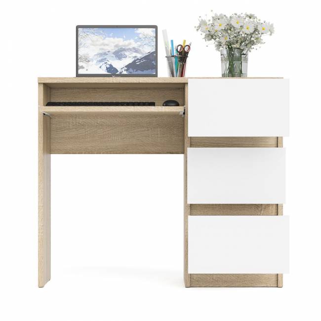 Стол компьютерный три ящика Мори МС-6 правый цвет дуб сонома/белый Стол компьютерный три ящика Мори МС-6 правый цвет дуб сонома/белый