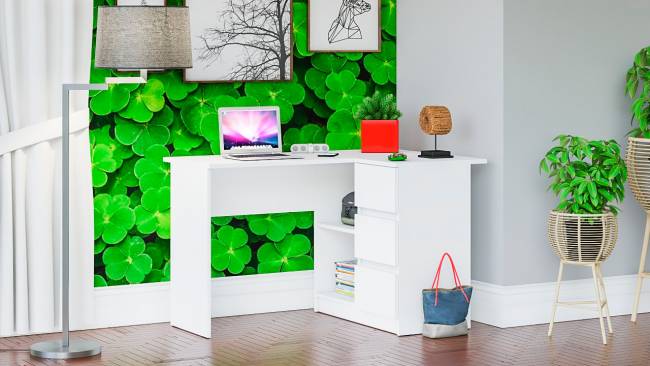 Угловой компьютерный стол Мори МС-16 правый цвет белый