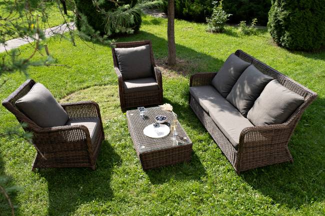 "Гляссе" лаунж-зона из искусственного ротанга, цвет коричневый