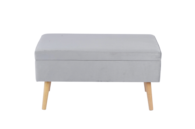 Банкетка Сторми с ящиком, велюр серый
