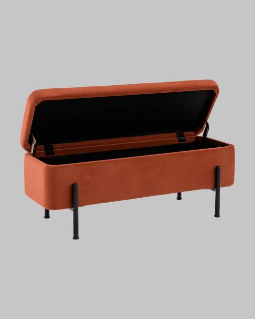 Банкетка Болейн с ящиком велюр терракотовый черные ножки