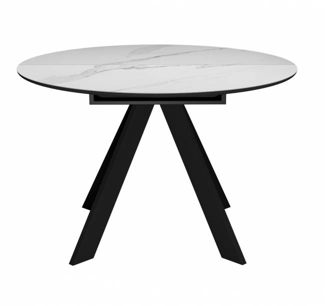 Стол DikLine SKC90 d900 Керамика Белый мрамор/подстолье черное/опоры черные