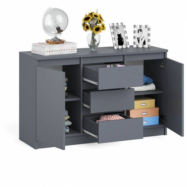 Комод-тумба три ящика и две дверки Мори МК1200.3 цвет графит