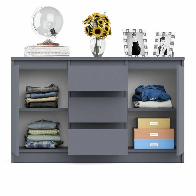 Комод-тумба три ящика и две дверки Мори МК1200.3 цвет графит