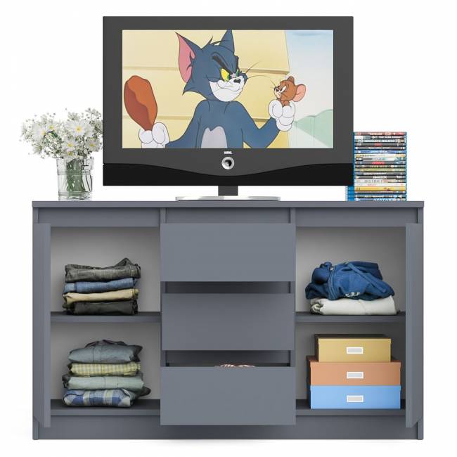 Комод-тумба три ящика и две дверки Мори МК1200.3 цвет графит