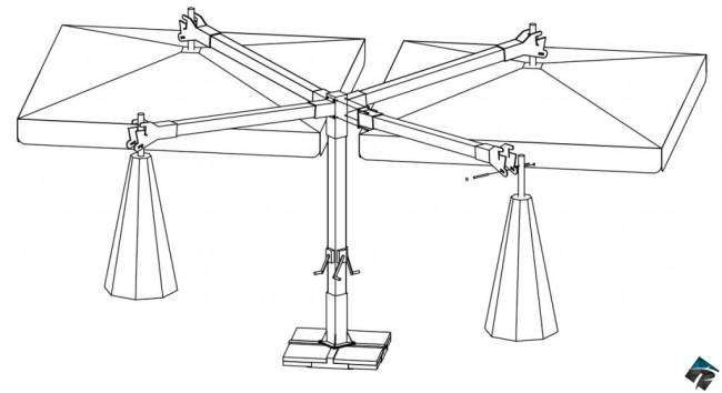 Зонт профессиональный четырехкупольный 6х6 м Alu Poker Starwhite белый, серо-коричневый 6000х6000 мм Зонт профессиональный четырехкупольный 6х6 м Alu Poker Starwhite белый, серо-коричневый 6000х6000 мм