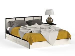 Кровать с ящиками 1600 с тумбой Сакура цвет венге/дуб лоредо