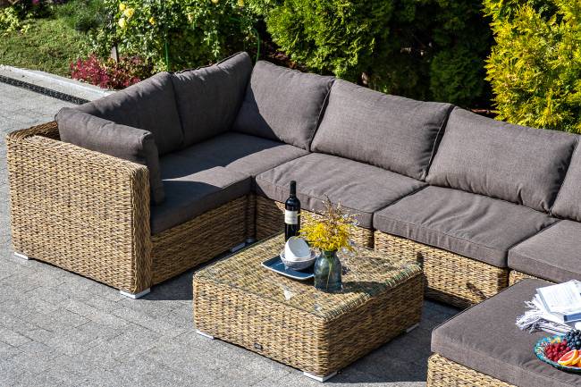 "Лунго" трансформирующийся диван из искусственного ротанга (гиацинт), цвет соломенный "Лунго" трансформирующийся диван из искусственного ротанга (гиацинт), цвет соломенный