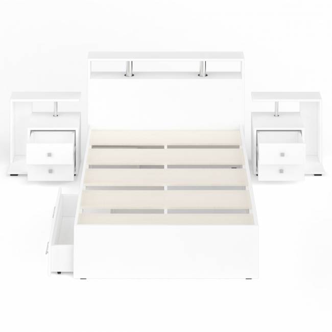 Кровать с ящиками 1200 Камелия + две тумбы цвет белый Кровать с ящиками 1200 Камелия + две тумбы цвет белый