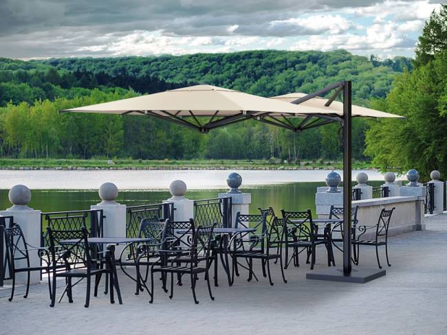 Зонт профессиональный двухкупольный 2.9х6 м Galaxia Dual V Carbon антрацит, слоновая кость 2900х6000 мм