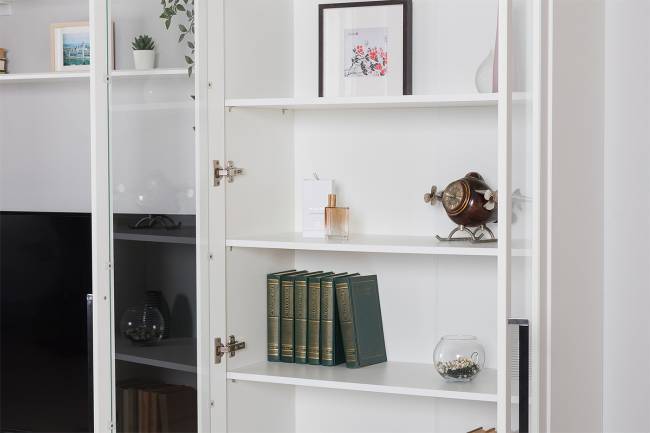 Стенка для гостиной с сервантом Валенсия № 60 цвет белый шагрень Стенка для гостиной с сервантом Валенсия № 60 цвет белый шагрень