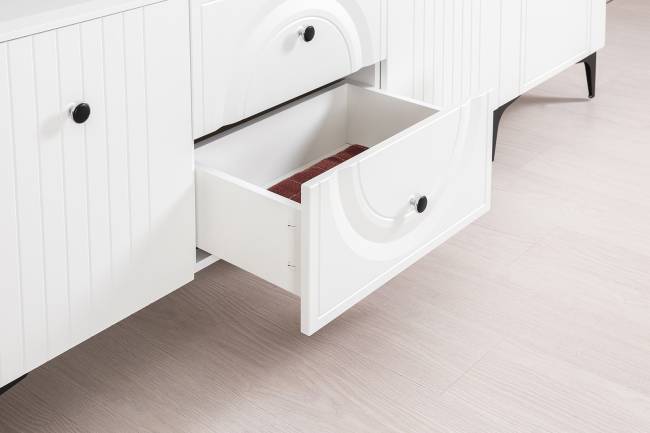 Стенка для гостиной с сервантом Валенсия № 60 цвет белый шагрень Стенка для гостиной с сервантом Валенсия № 60 цвет белый шагрень