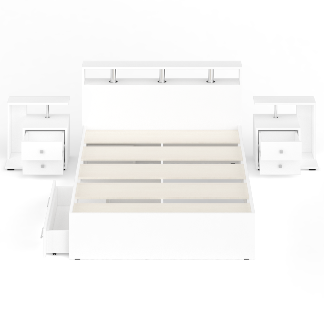 Кровать с ящиками 1400 Камелия + две тумбы цвет белый Кровать с ящиками 1400 Камелия + две тумбы цвет белый