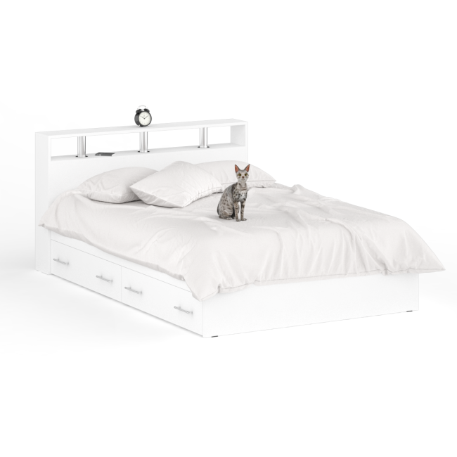 Кровать с ящиками 1400 Камелия + две тумбы цвет белый Кровать с ящиками 1400 Камелия + две тумбы цвет белый