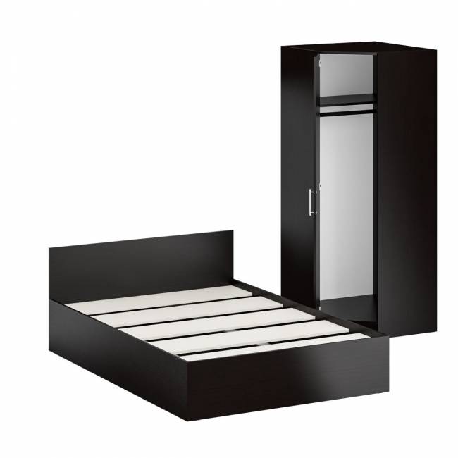 Кровать двуспальная 1400 с угловым шкафом Стандарт цвет венге