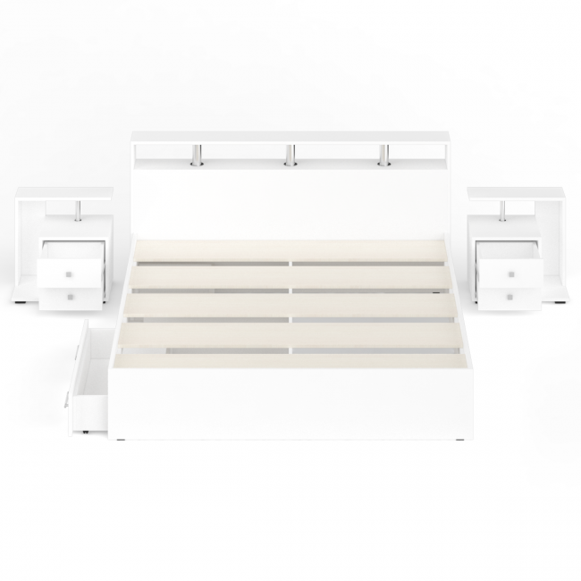 Кровать с ящиками 1800 Камелия + две тумбы цвет белый Кровать с ящиками 1800 Камелия + две тумбы цвет белый