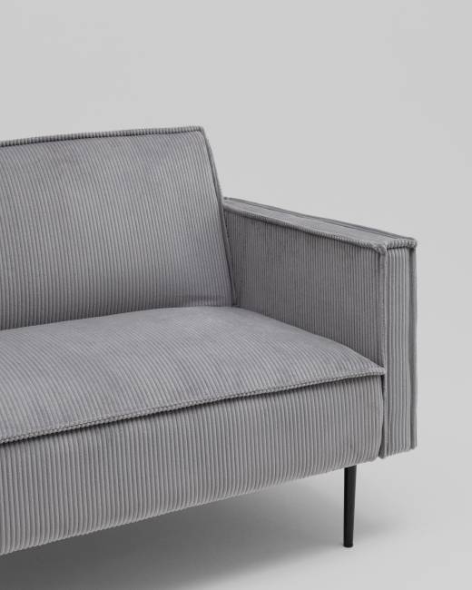 Диван прямой Кассель велюр рельефный светло-серый