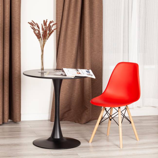 Стул CINDY (EAMES) (mod. 001) / 1 шт. в упаковке дерево бук/металл/сиденье пластик, 51x46x82.5см, красный/red красный/red дерево бук/металл/сиденье пластик