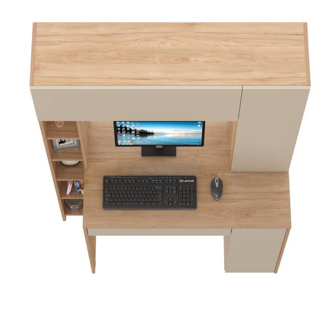 Компьютерный стол с системой хранения Комфорт 12.71 цвет гикори рокфорд натуральный/сатин Компьютерный стол с системой хранения Комфорт 12.71 цвет гикори рокфорд натуральный/сатин