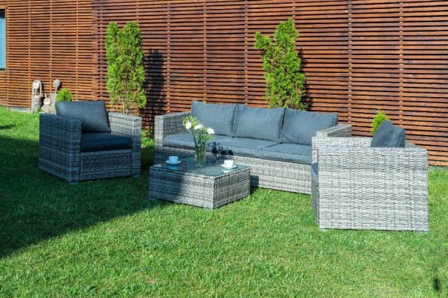 Лаунж-зона KARL с трёхместным диваном (серая) Лаунж-зона KARL с трёхместным диваном (серая)