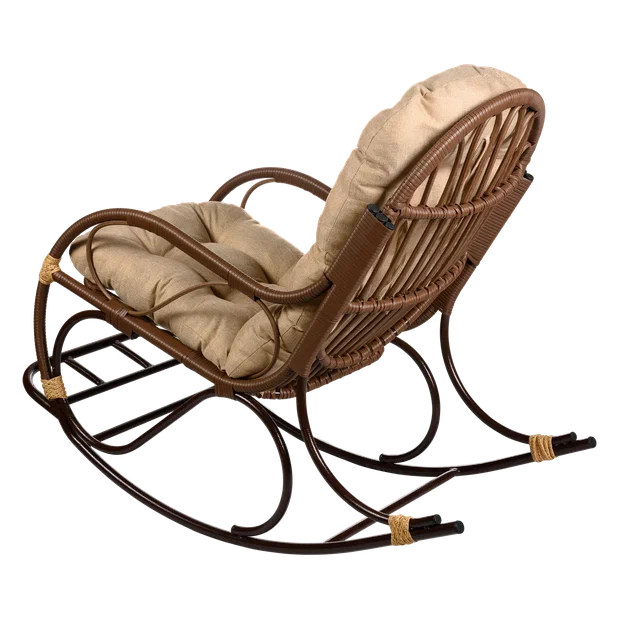 Кресло качалка с подножкой из искусственного ротанга, какао